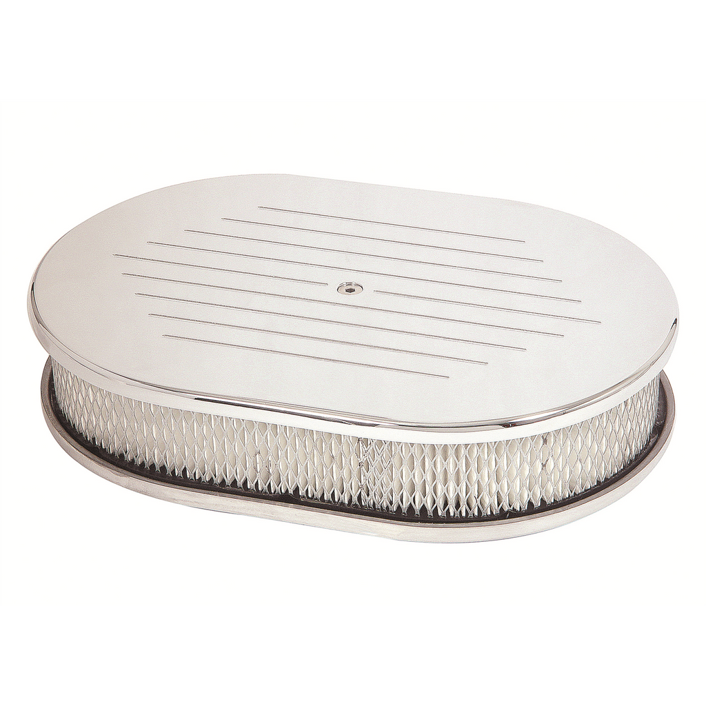 Oval-Air-Cleaner---Chromed-Aluminum-With-Ball-Milled-Top