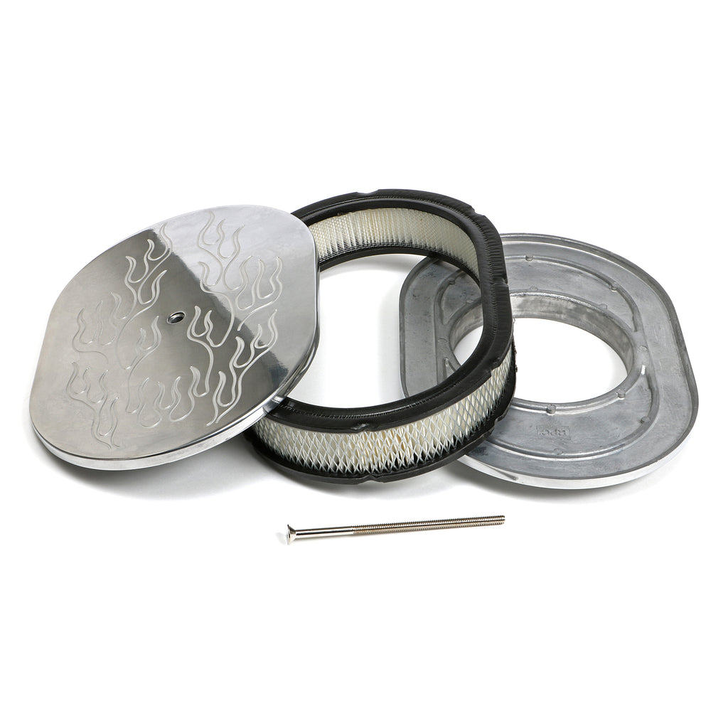Oval-Air-Cleaner-Set-Flame-(Ball-Milling);-8-38-In.-X-12-In.-Length--Aluminum