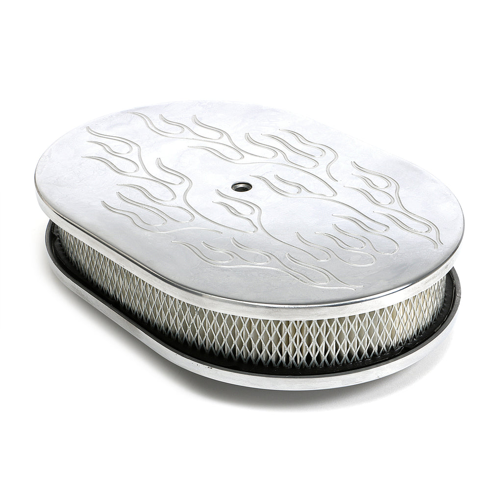 Oval-Air-Cleaner-Set-Flame-(Ball-Milling);-8-38-In.-X-12-In.-Length--Aluminum