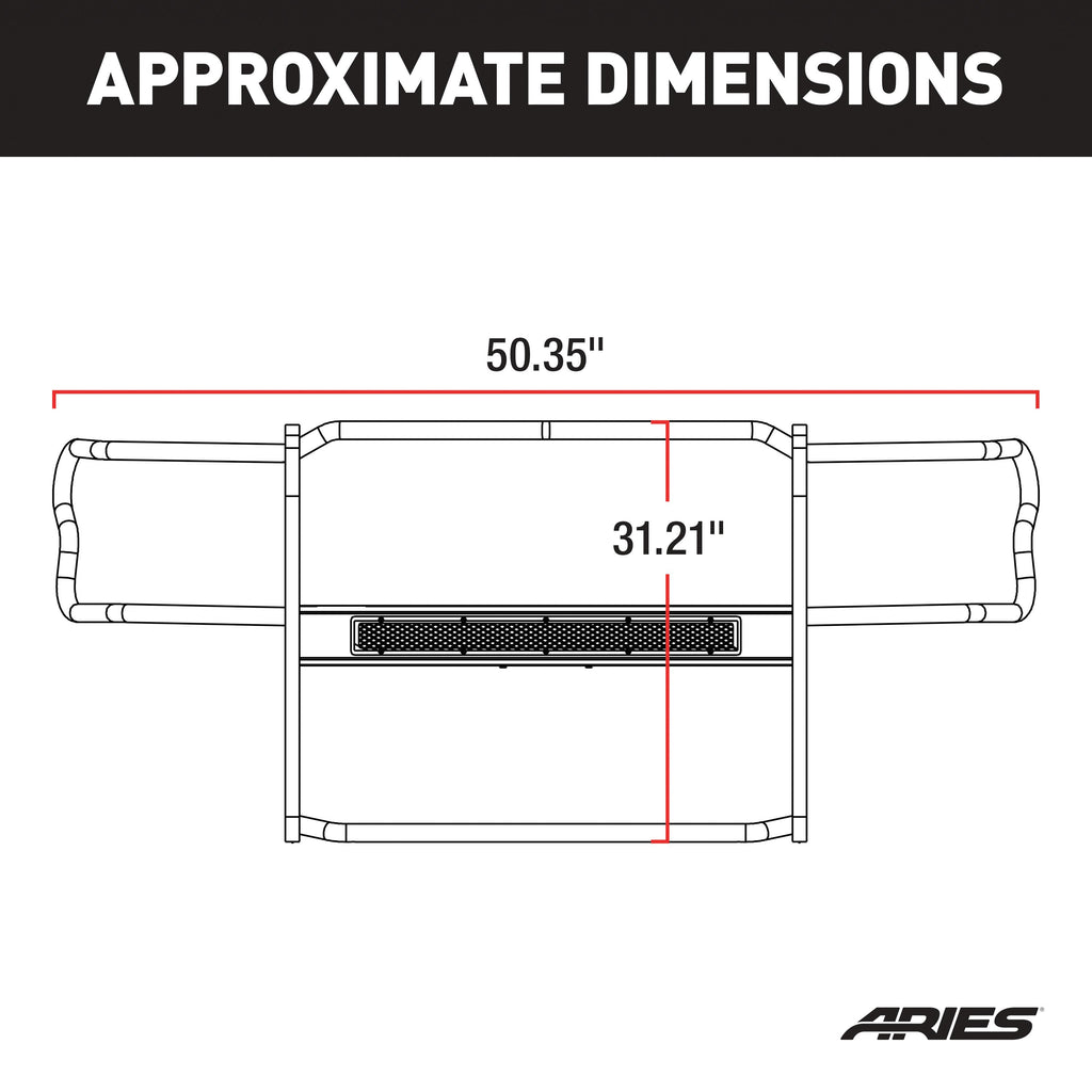 ARIES P1053 Pro Series Black Steel Grille Guard, Select Jeep Wrangler JL, Gladiator for Select Jeep Wrangler