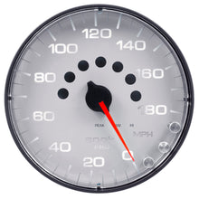 Load image into Gallery viewer, AutoMeter P230128 GAUGE, SPEEDOMETER, 5", 180 MPH, ELEC. PROGRAMMABLE, WHITE/BLACK, SPEK-PRO