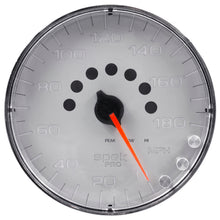 Load image into Gallery viewer, AutoMeter P230218 GAUGE, SPEEDOMETER, 5", 180 MPH, ELEC. PROGRAMMABLE, SILVER/CHROME, SPEK-PRO