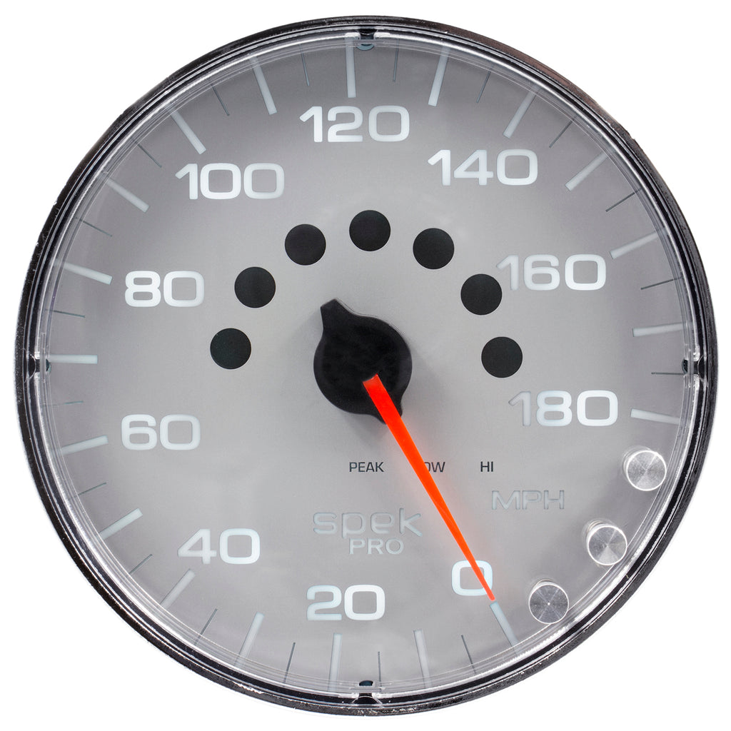 AutoMeter P230218 GAUGE, SPEEDOMETER, 5", 180 MPH, ELEC. PROGRAMMABLE, SILVER/CHROME, SPEK-PRO