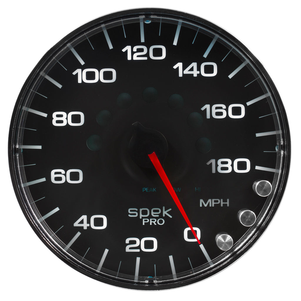 AutoMeter P230318 GAUGE, SPEEDOMETER, 5", 180 MPH, ELEC. PROGRAMMABLE, BLACK/CHROME, SPEK-PRO