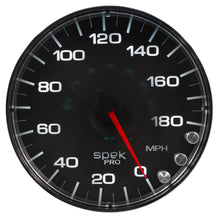 Load image into Gallery viewer, AutoMeter P230318 GAUGE, SPEEDOMETER, 5", 180 MPH, ELEC. PROGRAMMABLE, BLACK/CHROME, SPEK-PRO
