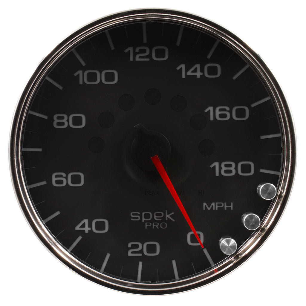AutoMeter P23031 GAUGE, SPEEDOMETER, 5", 180 MPH, ELEC. PROGRAMMABLE, BLACK/CHROME, SPEK-PRO