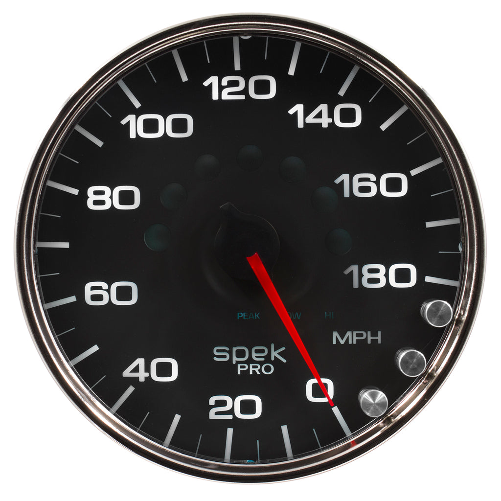 AutoMeter P23031 GAUGE, SPEEDOMETER, 5", 180 MPH, ELEC. PROGRAMMABLE, BLACK/CHROME, SPEK-PRO