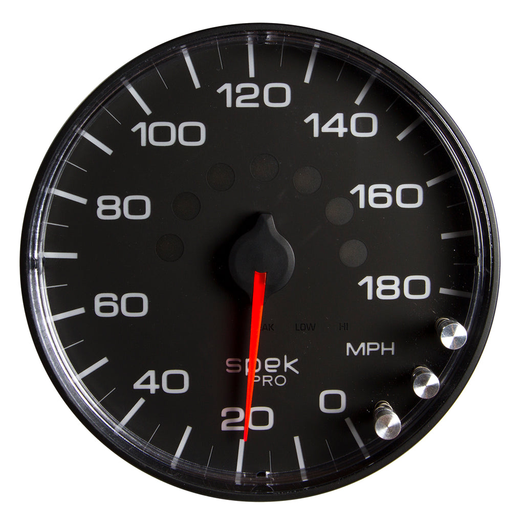 AutoMeter P230328 GAUGE, SPEEDOMETER, 5", 180 MPH, ELEC. PROGRAMMABLE, BLACK/BLACK, SPEK-PRO