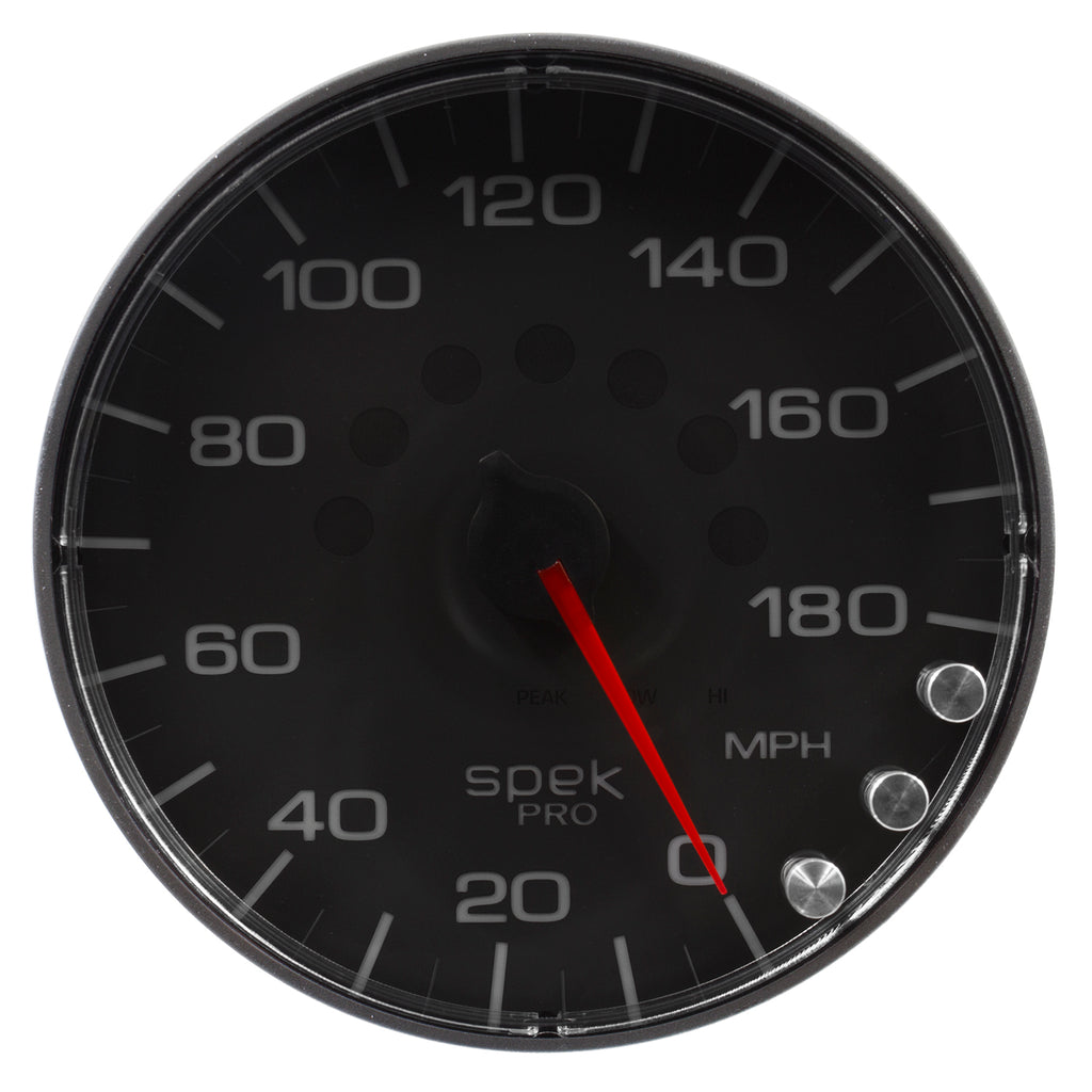AutoMeter P230328 GAUGE, SPEEDOMETER, 5", 180 MPH, ELEC. PROGRAMMABLE, BLACK/BLACK, SPEK-PRO