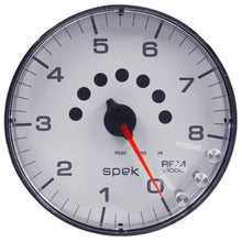 Load image into Gallery viewer, AutoMeter P238118 GAUGE, TACHOMETER, 5", 8K RPM, W/SHIFT LIGHT &amp; PEAK MEM, WHITE/CHROME, SPEK-PRO