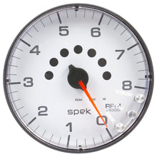 Load image into Gallery viewer, AutoMeter P238128 GAUGE, TACHOMETER, 5", 8K RPM, W/SHIFT LIGHT &amp; PEAK MEM, WHITE/BLACK, SPEK-PRO