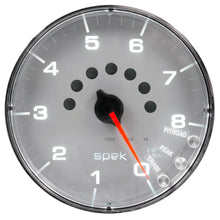 Load image into Gallery viewer, AutoMeter P238218 GAUGE, TACHOMETER, 5", 8K RPM, W/SHIFT LIGHT &amp; PEAK MEM, SILVER/CHROME, SPEK-PRO