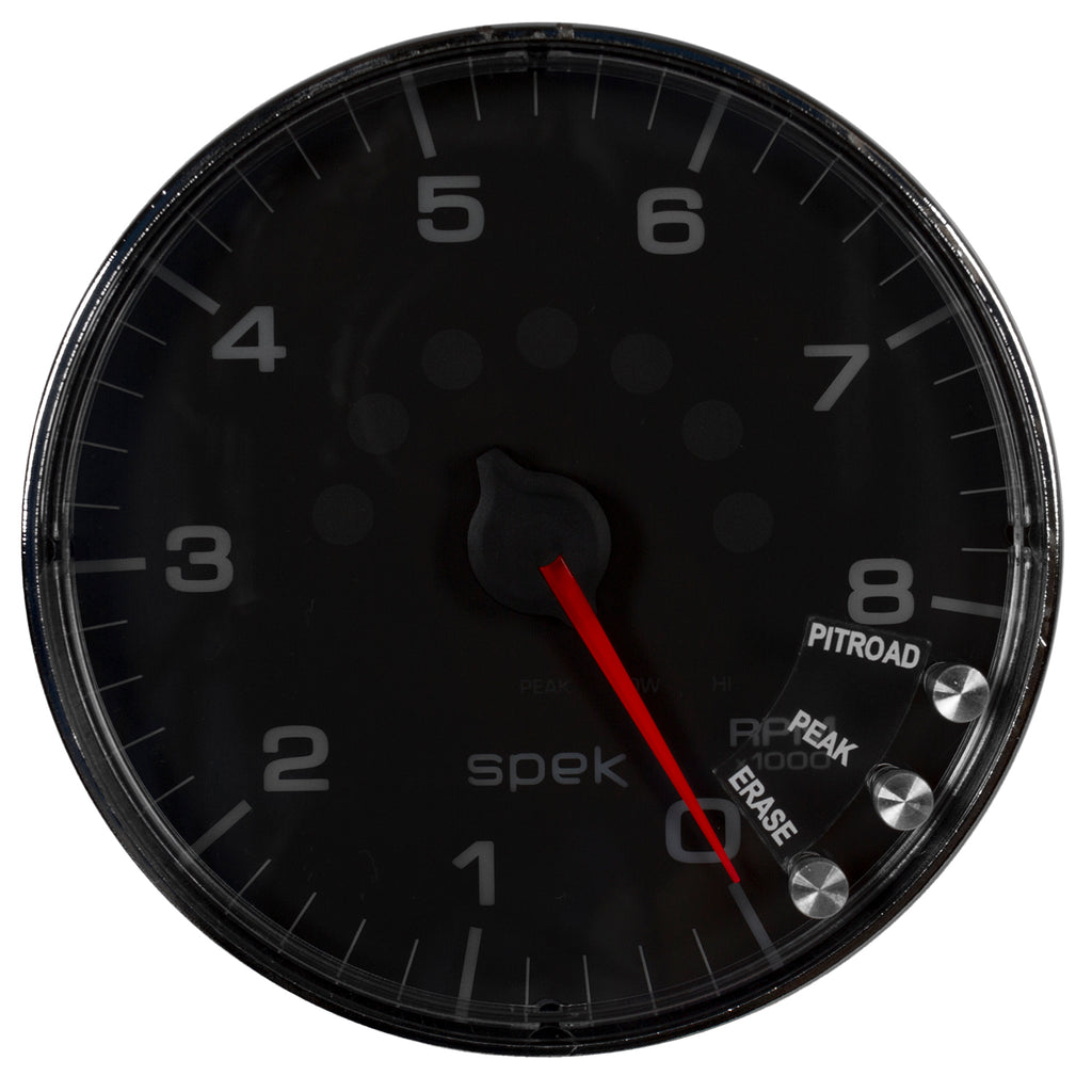 AutoMeter P238318 GAUGE, TACHOMETER, 5", 8K RPM, W/SHIFT LIGHT & PEAK MEM, BLACK/CHROME, SPEK-PRO
