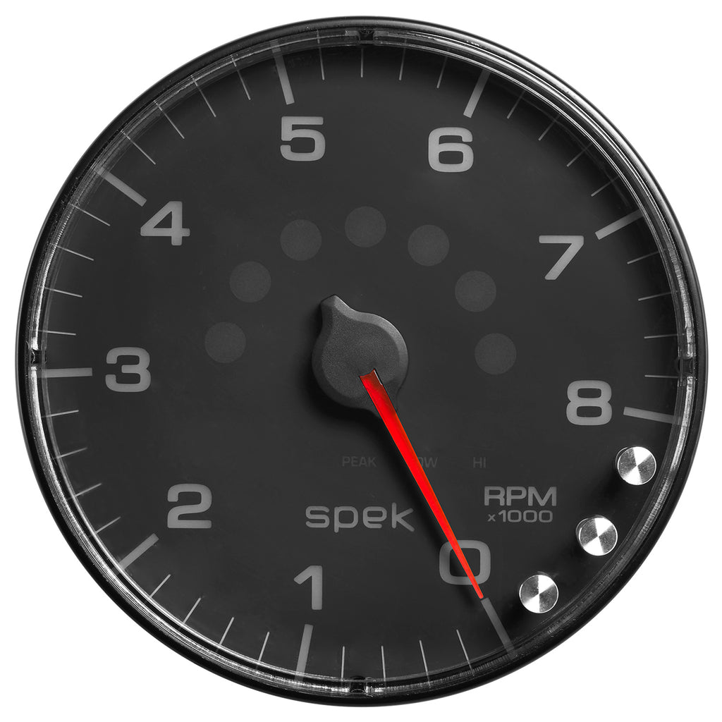 AutoMeter P238328 GAUGE, TACHOMETER, 5", 8K RPM, W/SHIFT LIGHT & PEAK MEM, BLACK/BLACK, SPEK-PRO