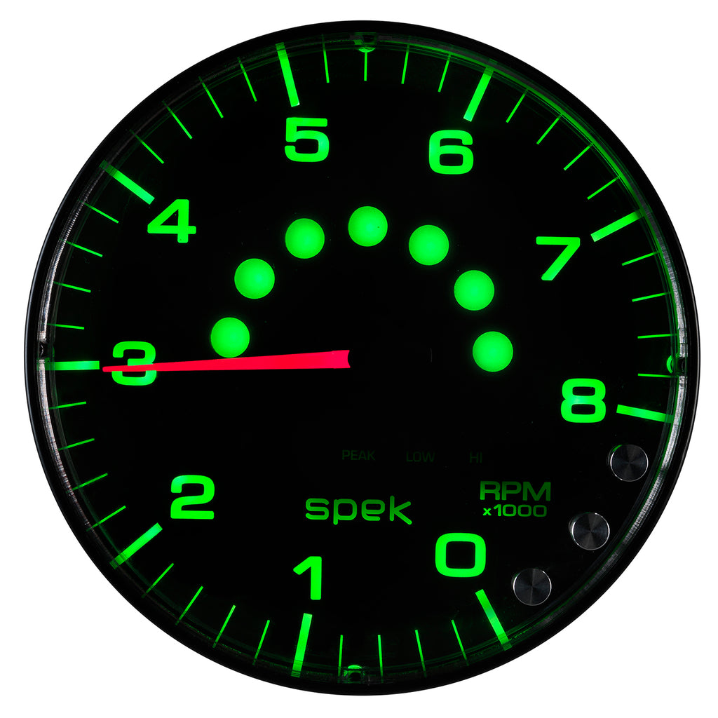 AutoMeter P238328 GAUGE, TACHOMETER, 5", 8K RPM, W/SHIFT LIGHT & PEAK MEM, BLACK/BLACK, SPEK-PRO