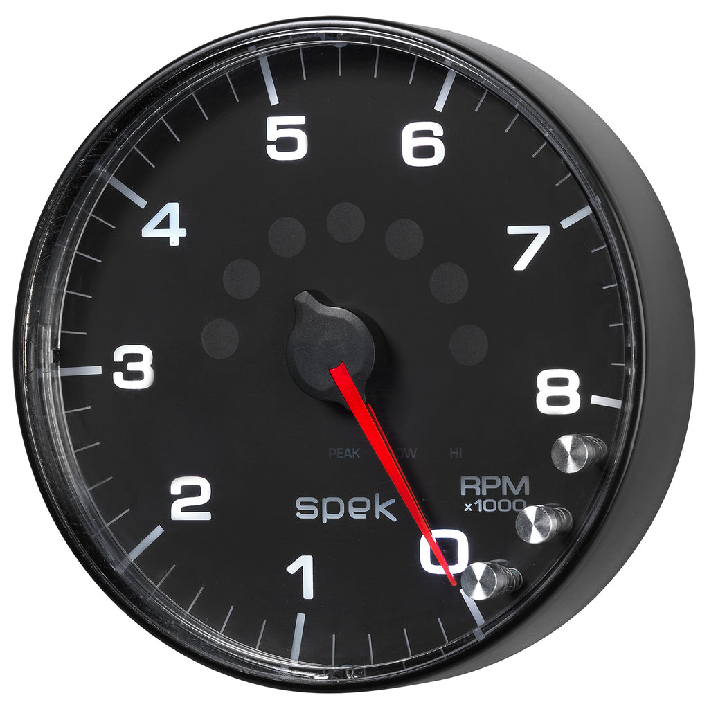 AutoMeter P238328 GAUGE, TACHOMETER, 5", 8K RPM, W/SHIFT LIGHT & PEAK MEM, BLACK/BLACK, SPEK-PRO