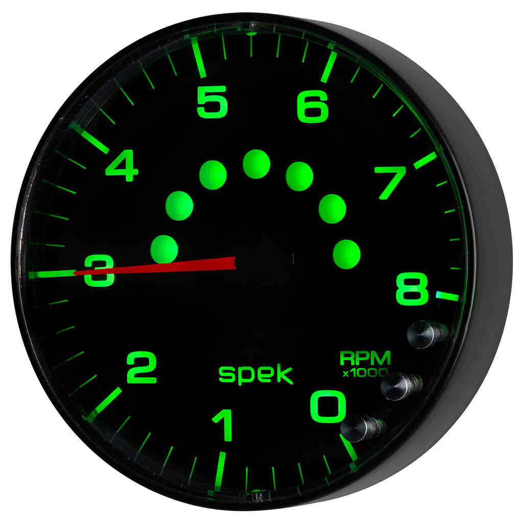 AutoMeter P238328 GAUGE, TACHOMETER, 5", 8K RPM, W/SHIFT LIGHT & PEAK MEM, BLACK/BLACK, SPEK-PRO