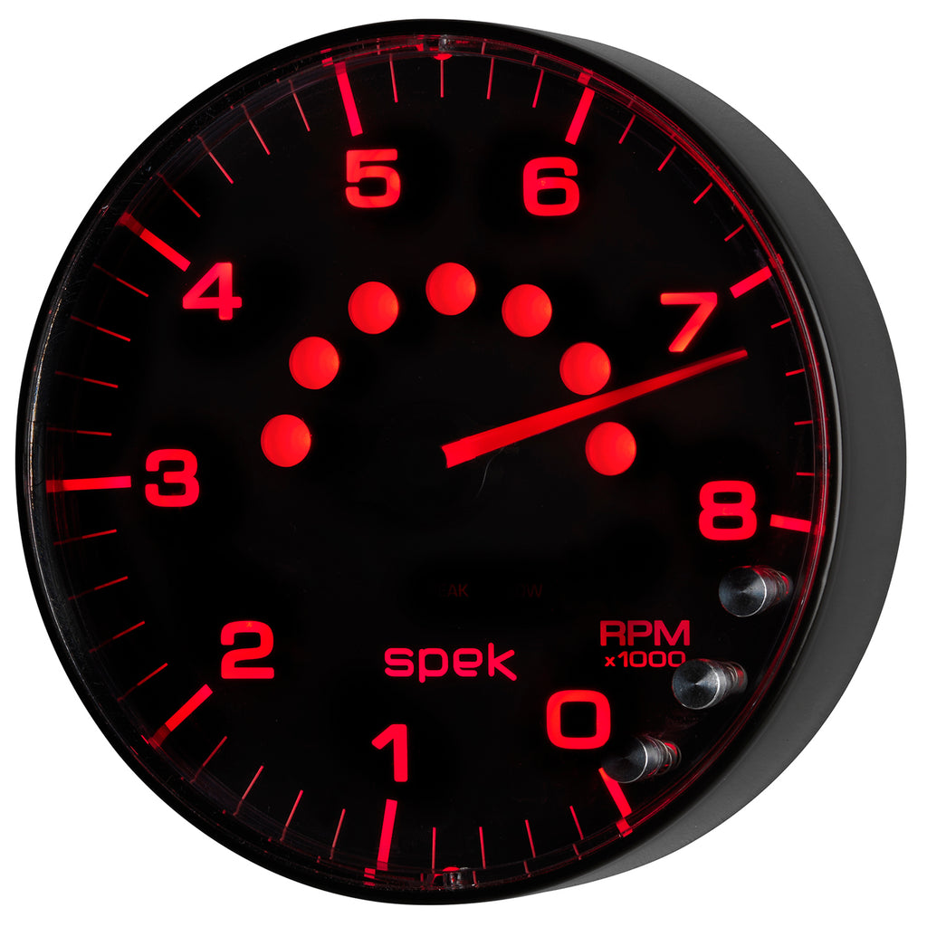 AutoMeter P238328 GAUGE, TACHOMETER, 5", 8K RPM, W/SHIFT LIGHT & PEAK MEM, BLACK/BLACK, SPEK-PRO