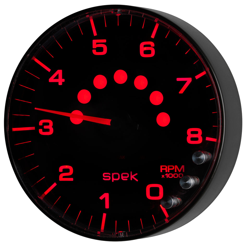 AutoMeter P238328 GAUGE, TACHOMETER, 5", 8K RPM, W/SHIFT LIGHT & PEAK MEM, BLACK/BLACK, SPEK-PRO