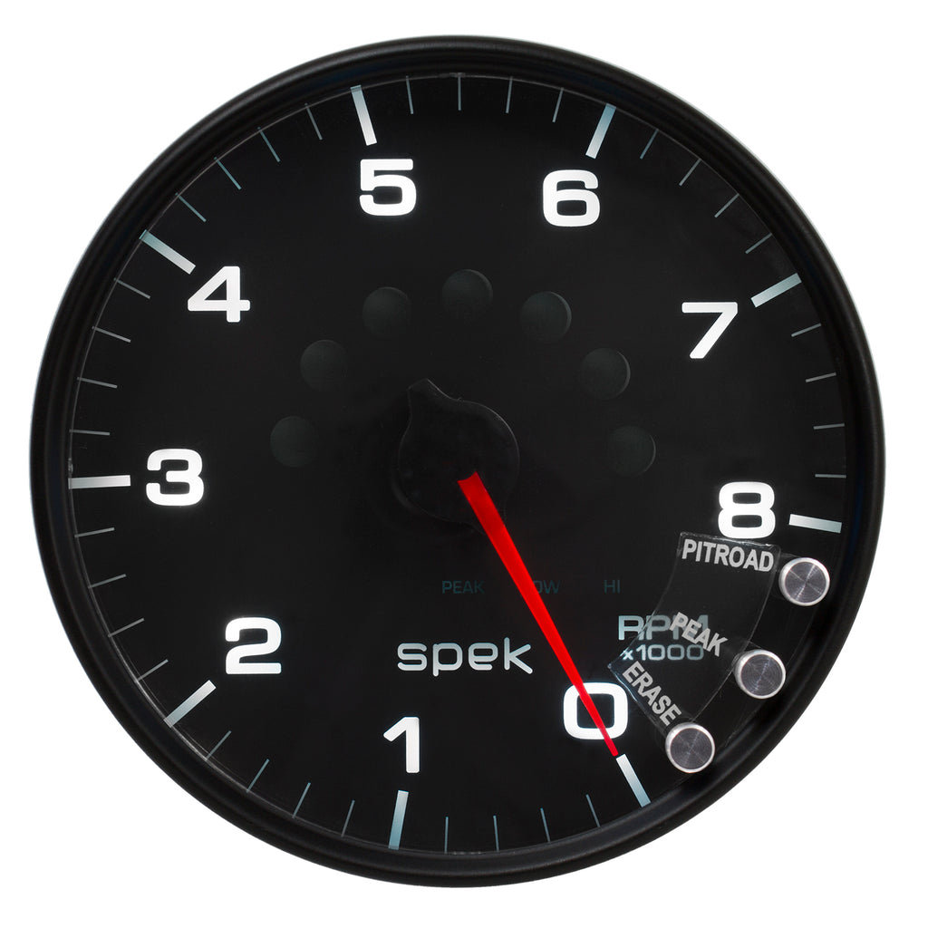 AutoMeter P23832 GAUGE, TACHOMETER, 5", 8K RPM, W/SHIFT LIGHT & PEAK MEM, BLACK/BLACK, SPEK-PRO