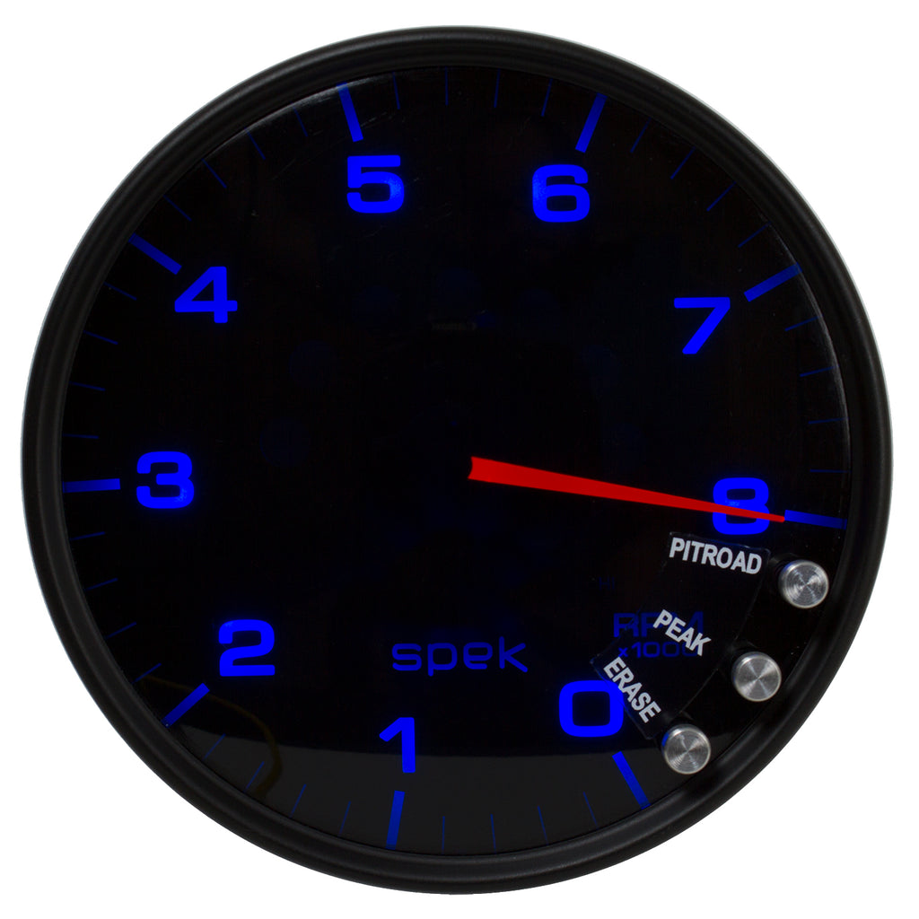 AutoMeter P23852 GAUGE, TACHOMETER, 5", 8K RPM, W/SHIFT LIGHT & PEAK MEM, BLACK/SMOKE/BLACK, SPEK