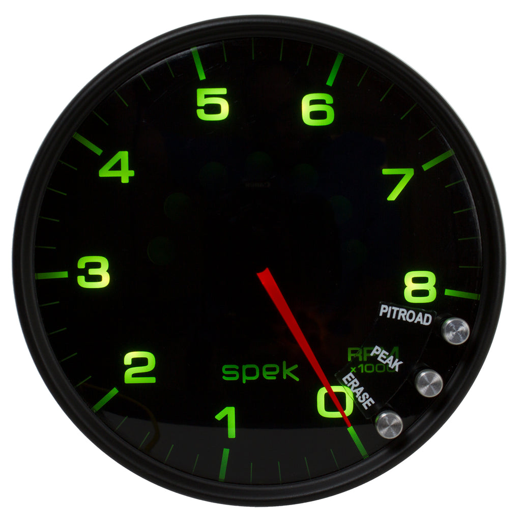 AutoMeter P23852 GAUGE, TACHOMETER, 5", 8K RPM, W/SHIFT LIGHT & PEAK MEM, BLACK/SMOKE/BLACK, SPEK