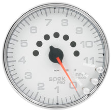Load image into Gallery viewer, AutoMeter P23911 GAUGE, TACHOMETER, 5", 11K RPM, W/SHIFT LIGHT &amp; PEAK MEM, WHITE/CHROME, SPEK-PRO