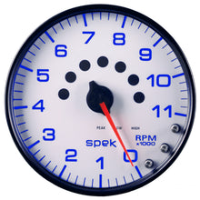 Load image into Gallery viewer, AutoMeter P23912 GAUGE, TACHOMETER, 5", 11K RPM, W/SHIFT LIGHT &amp; PEAK MEM, WHITE/BLACK, SPEK-PRO