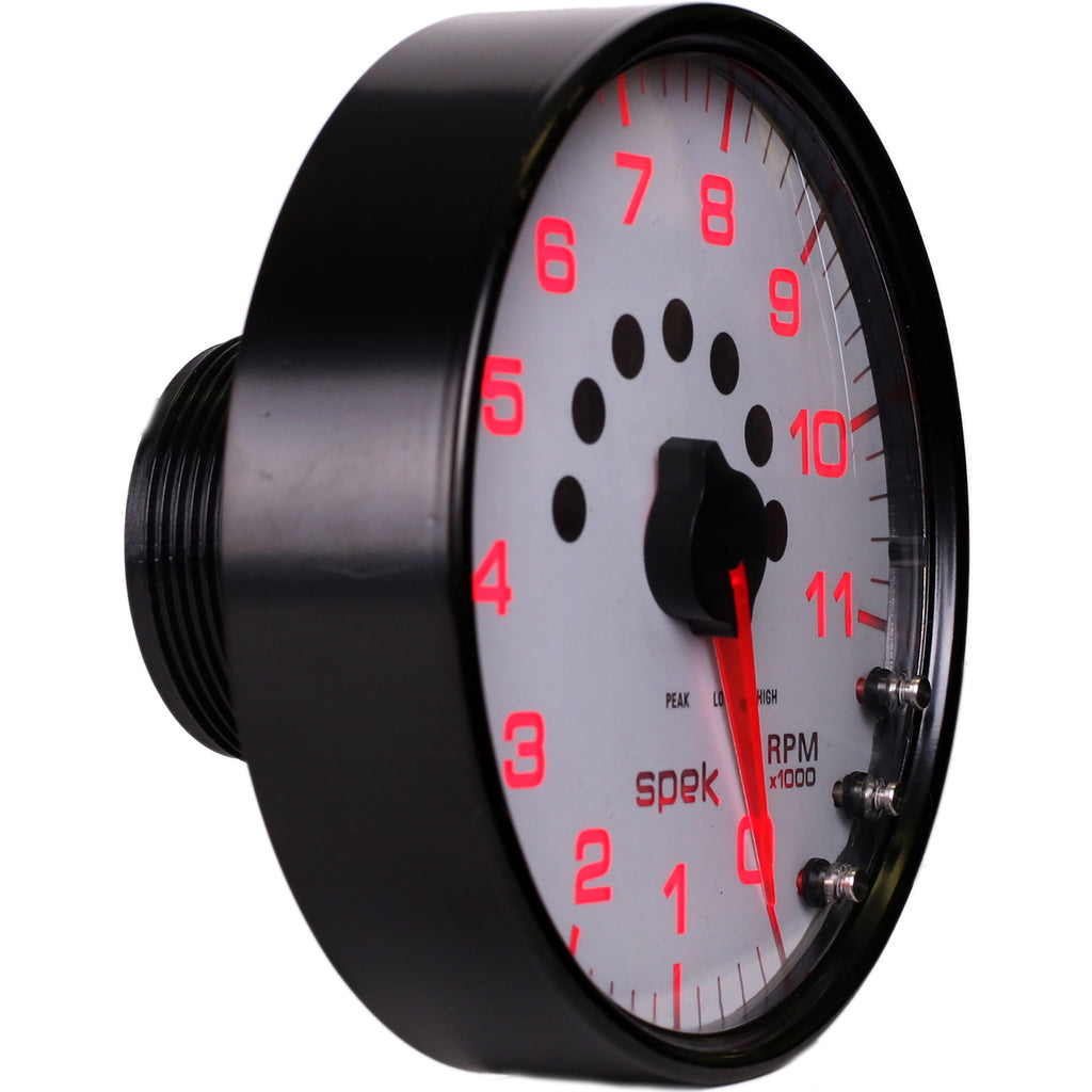 AutoMeter P23912 GAUGE, TACHOMETER, 5", 11K RPM, W/SHIFT LIGHT & PEAK MEM, WHITE/BLACK, SPEK-PRO