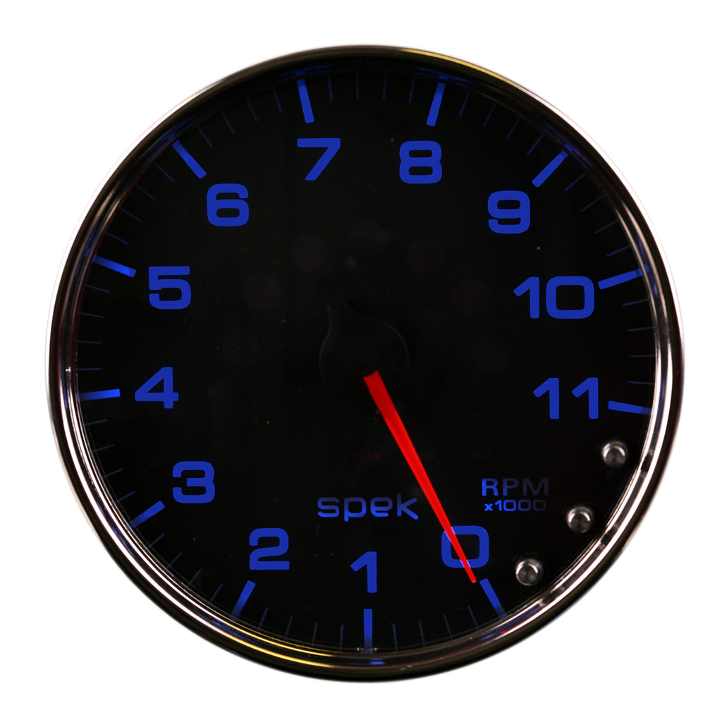 AutoMeter P23931 GAUGE, TACHOMETER, 5", 11K RPM, W/SHIFT LIGHT & PEAK MEM, BLACK/CHROME, SPEK-PRO