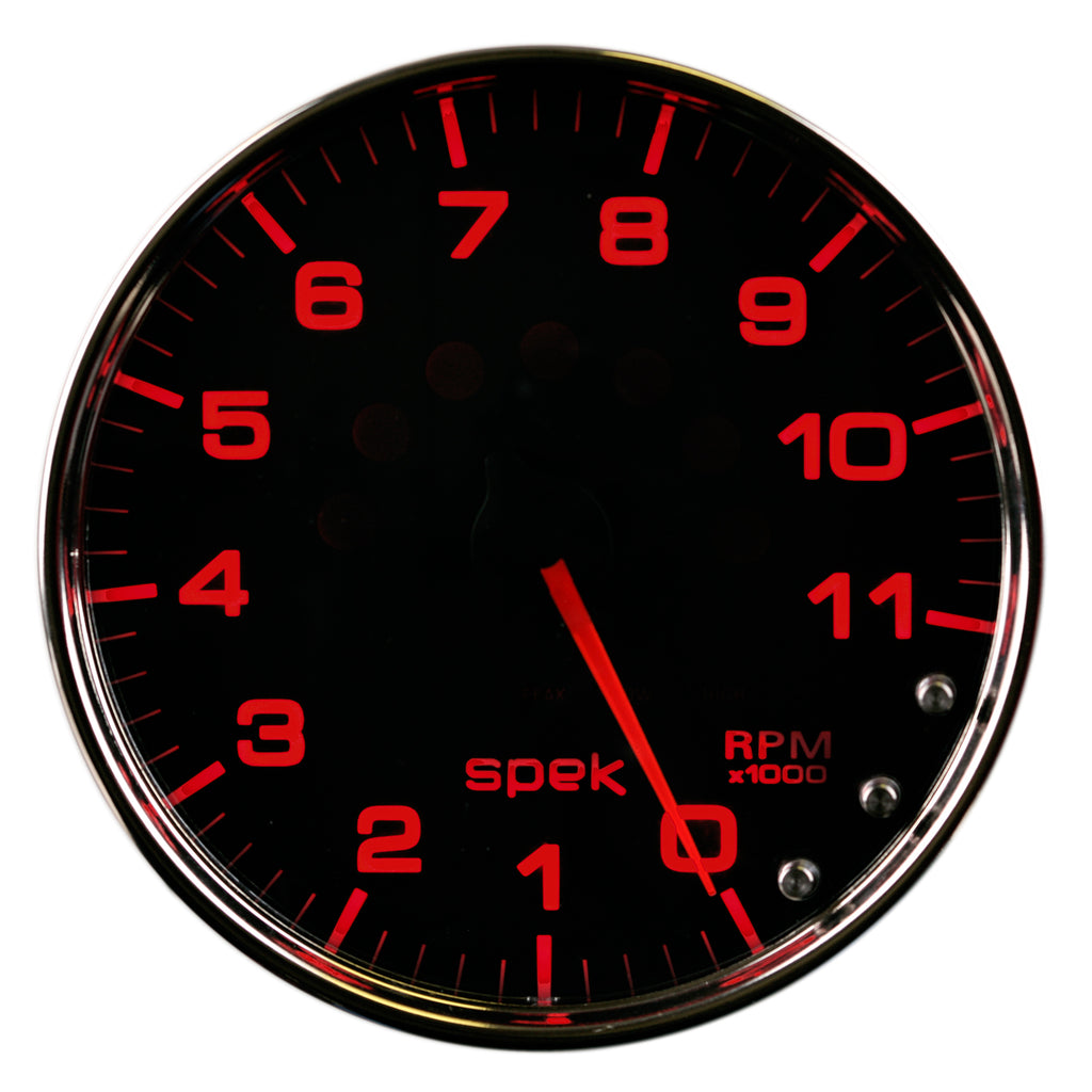 AutoMeter P23931 GAUGE, TACHOMETER, 5", 11K RPM, W/SHIFT LIGHT & PEAK MEM, BLACK/CHROME, SPEK-PRO