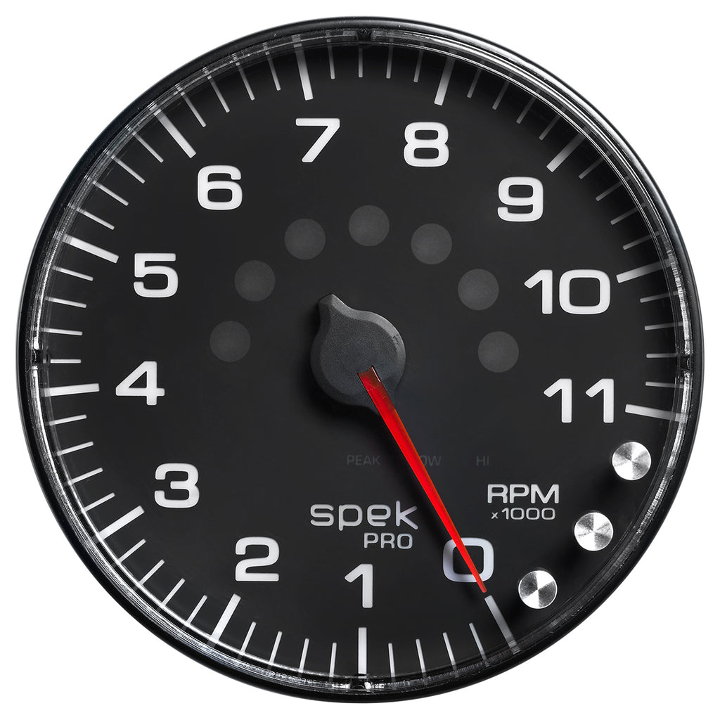 AutoMeter P239328 GAUGE, TACHOMETER, 5", 11K RPM, W/SHIFT LIGHT & PEAK MEM, BLACK/BLACK, SPEK-PRO