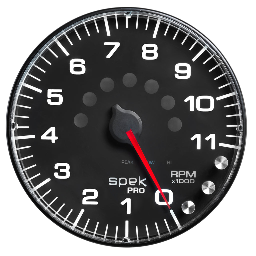 AutoMeter P239328 GAUGE, TACHOMETER, 5", 11K RPM, W/SHIFT LIGHT & PEAK MEM, BLACK/BLACK, SPEK-PRO