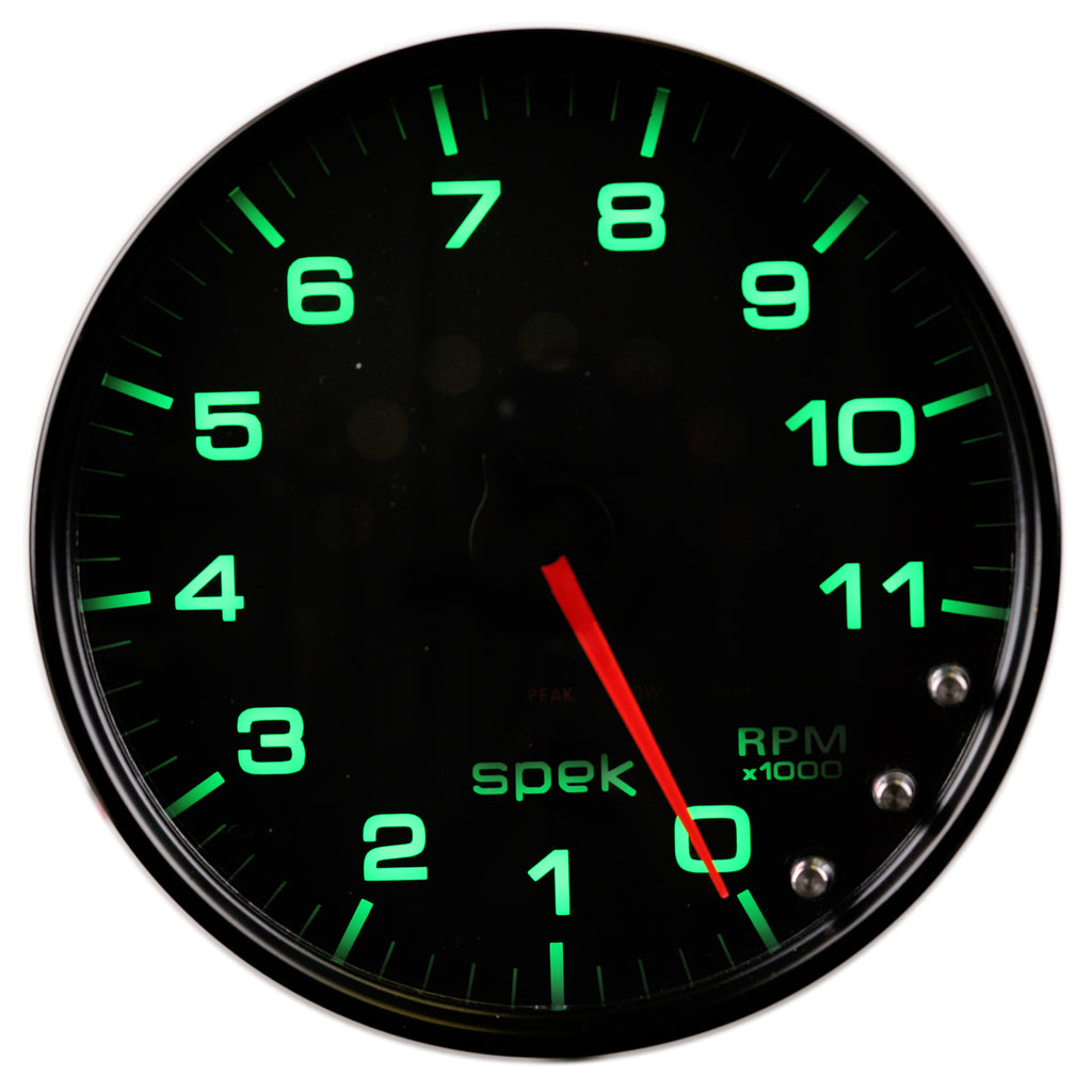 AutoMeter P23932 GAUGE, TACHOMETER, 5", 11K RPM, W/SHIFT LIGHT & PEAK MEM, BLACK/BLACK, SPEK-PRO