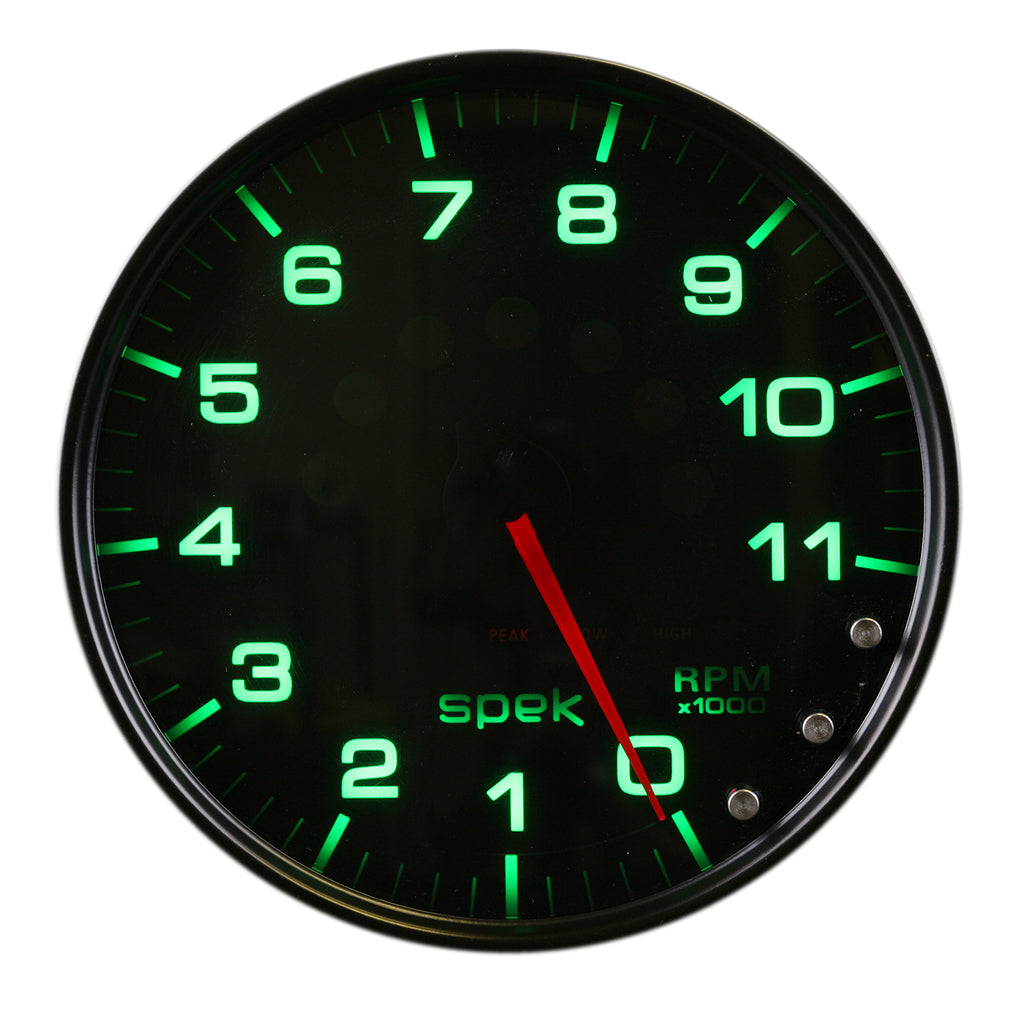 AutoMeter P23952 GAUGE, TACHOMETER, 5", 11K RPM, W/SHIFT LIGHT & PEAK MEM, BLACK/SMOKE/BLK, SPEK