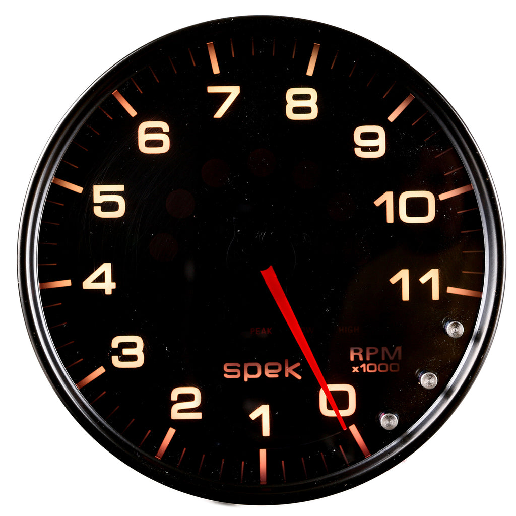 AutoMeter P23952 GAUGE, TACHOMETER, 5", 11K RPM, W/SHIFT LIGHT & PEAK MEM, BLACK/SMOKE/BLK, SPEK