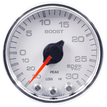 Load image into Gallery viewer, AutoMeter P30211 GAUGE, VAC/BOOST, 2 1/16", 30INHG-30PSI, STEPPER MTR W/PK &amp; WRN, WHT/CHRME, SPEK