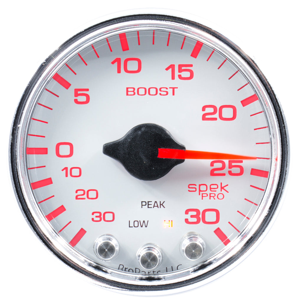 AutoMeter P30211 GAUGE, VAC/BOOST, 2 1/16", 30INHG-30PSI, STEPPER MTR W/PK & WRN, WHT/CHRME, SPEK