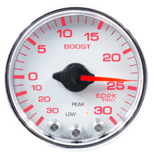 Load image into Gallery viewer, AutoMeter P30211 GAUGE, VAC/BOOST, 2 1/16", 30INHG-30PSI, STEPPER MTR W/PK &amp; WRN, WHT/CHRME, SPEK