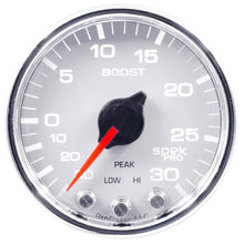 Load image into Gallery viewer, AutoMeter P30211 GAUGE, VAC/BOOST, 2 1/16", 30INHG-30PSI, STEPPER MTR W/PK &amp; WRN, WHT/CHRME, SPEK