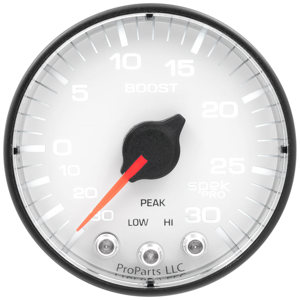 AutoMeter P302128 GAUGE, VAC/BOOST, 2 1/16", 30INHG-30PSI, STEPPER MOTOR W/PK & WRN, WHT/BLK, SPEK