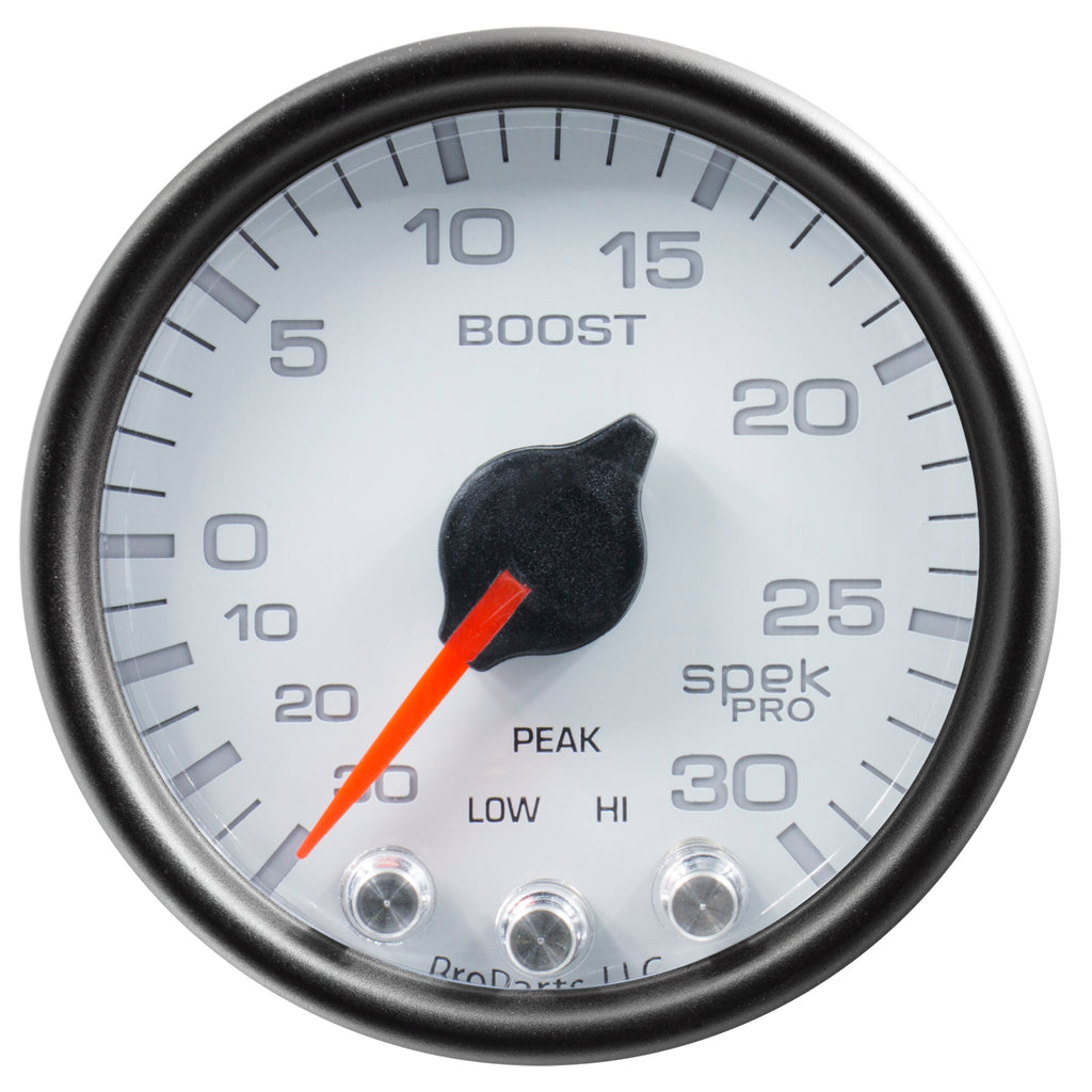 AutoMeter P30212 GAUGE, VAC/BOOST, 2 1/16", 30INHG-30PSI, STEPPER MOTOR W/PK & WRN, WHT/BLK, SPEK