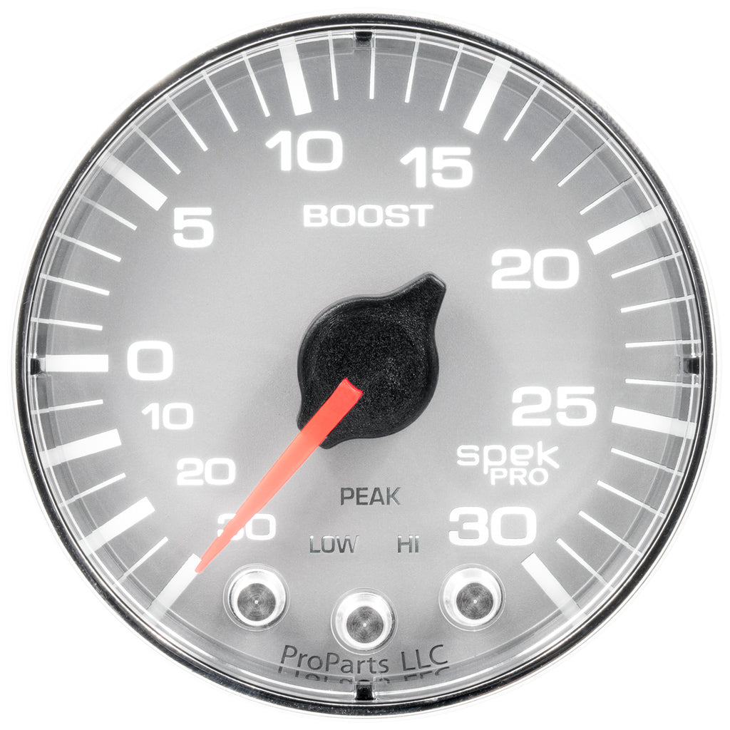 AutoMeter P302218 GAUGE, VAC/BOOST, 2 1/16", 30INHG-30PSI, STEPPER MTR W/PK & WRN,SLVR/CHRME, SPEK
