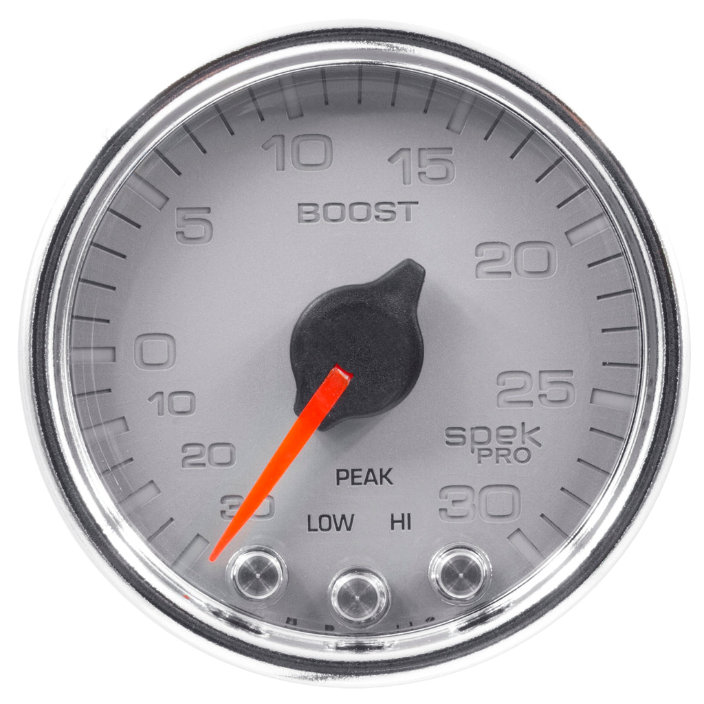 AutoMeter P30221 GAUGE, VAC/BOOST, 2 1/16", 30INHG-30PSI, STEPPER MTR W/PK & WRN,SLVR/CHRME, SPEK