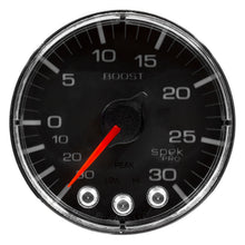 Load image into Gallery viewer, AutoMeter P302318 GAUGE, VAC/BOOST, 2 1/16", 30INHG-30PSI, STEPPER MTR W/PK &amp; WRN, BLK/CHRME, SPEK