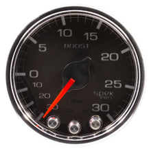Load image into Gallery viewer, AutoMeter P30231 GAUGE, VAC/BOOST, 2 1/16", 30INHG-30PSI, STEPPER MTR W/PK &amp; WRN, BLK/CHRME, SPEK
