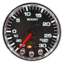 Load image into Gallery viewer, AutoMeter P30231 GAUGE, VAC/BOOST, 2 1/16", 30INHG-30PSI, STEPPER MTR W/PK &amp; WRN, BLK/CHRME, SPEK