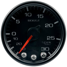 Load image into Gallery viewer, AutoMeter P30232 GAUGE, VAC/BOOST, 2 1/16", 30INHG-30PSI, STEPPER MOTOR W/PK &amp; WRN, BLK/BLK, SPEK