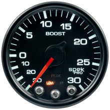 Load image into Gallery viewer, AutoMeter P30232 GAUGE, VAC/BOOST, 2 1/16", 30INHG-30PSI, STEPPER MOTOR W/PK &amp; WRN, BLK/BLK, SPEK