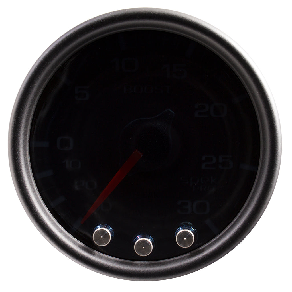 AutoMeter P30252 GAUGE, VAC/BOOST, 2 1/16", 30INHG-30PSI, STEPPER MTR W/PK & WRN, BK/SMK/BK, SPEK
